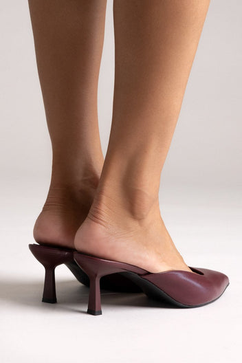Mules Kitten Heel TFP - Bordeaux Matte - thefashionproject.gr - TFP