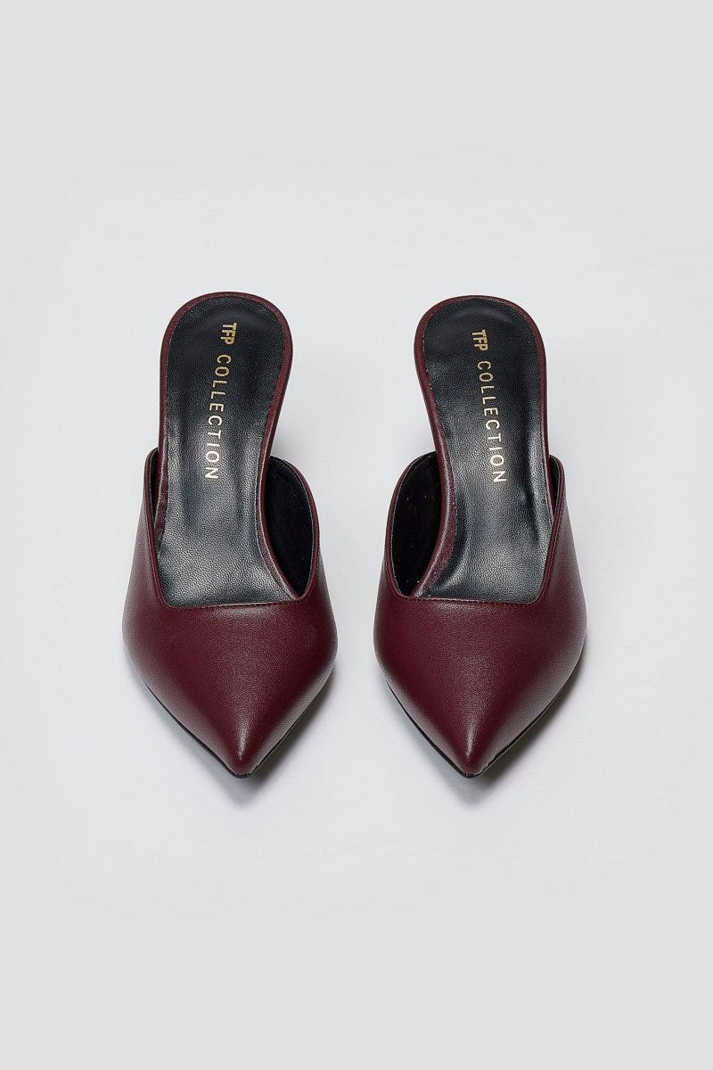 Mules Kitten Heel TFP - Bordeaux Matte - thefashionproject.gr - TFP