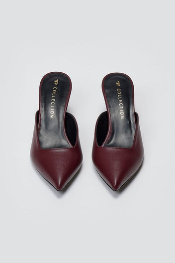 Mules Kitten Heel TFP - Bordeaux Matte - thefashionproject.gr - TFP