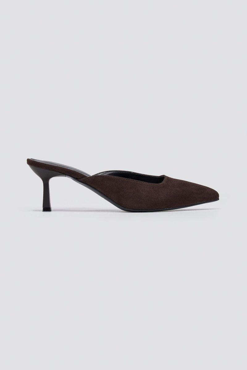 Mules Kitten Heel TFP - Brown Suede - thefashionproject.gr - TFP
