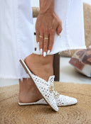 Mules κλειστά από ψάθα - Λευκό - thefashionproject.gr - ERYNN
