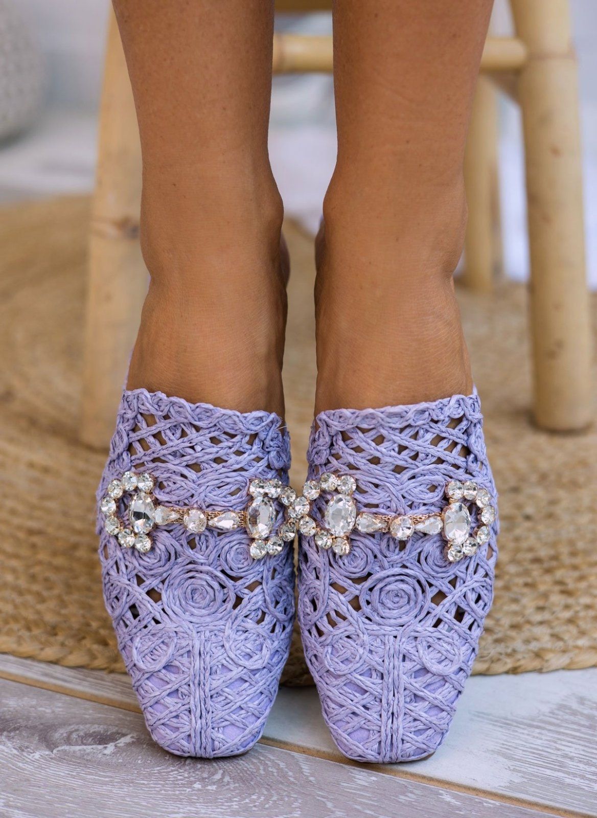 Mules κλειστά από ψάθα - Λιλά - thefashionproject.gr - ERYNN