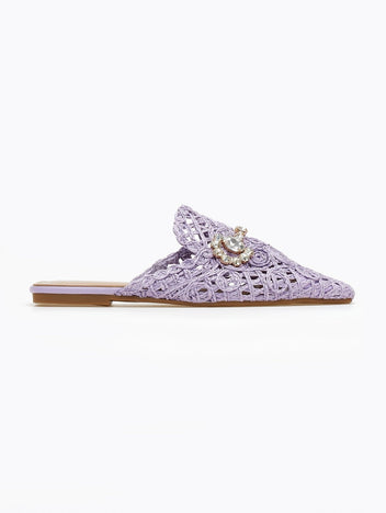Mules κλειστά από ψάθα - Λιλά - thefashionproject.gr - ERYNN