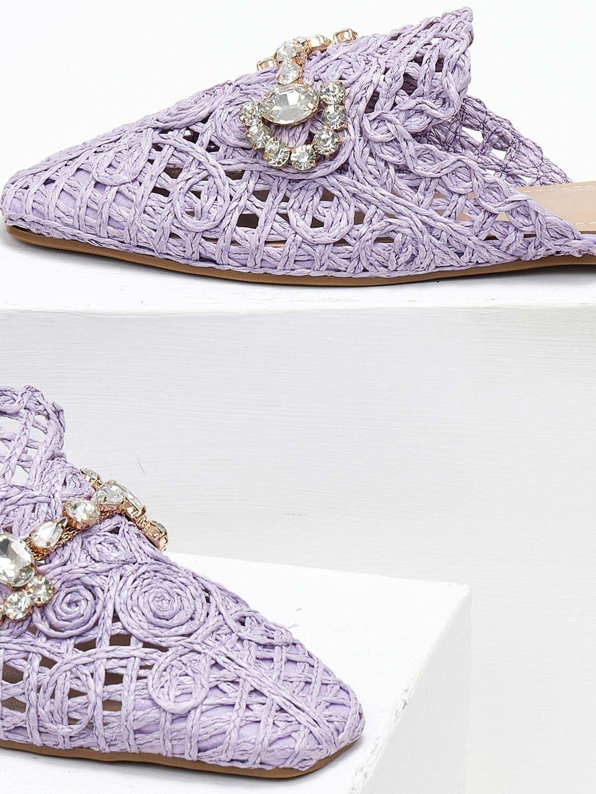 Mules κλειστά από ψάθα - Λιλά - thefashionproject.gr - ERYNN