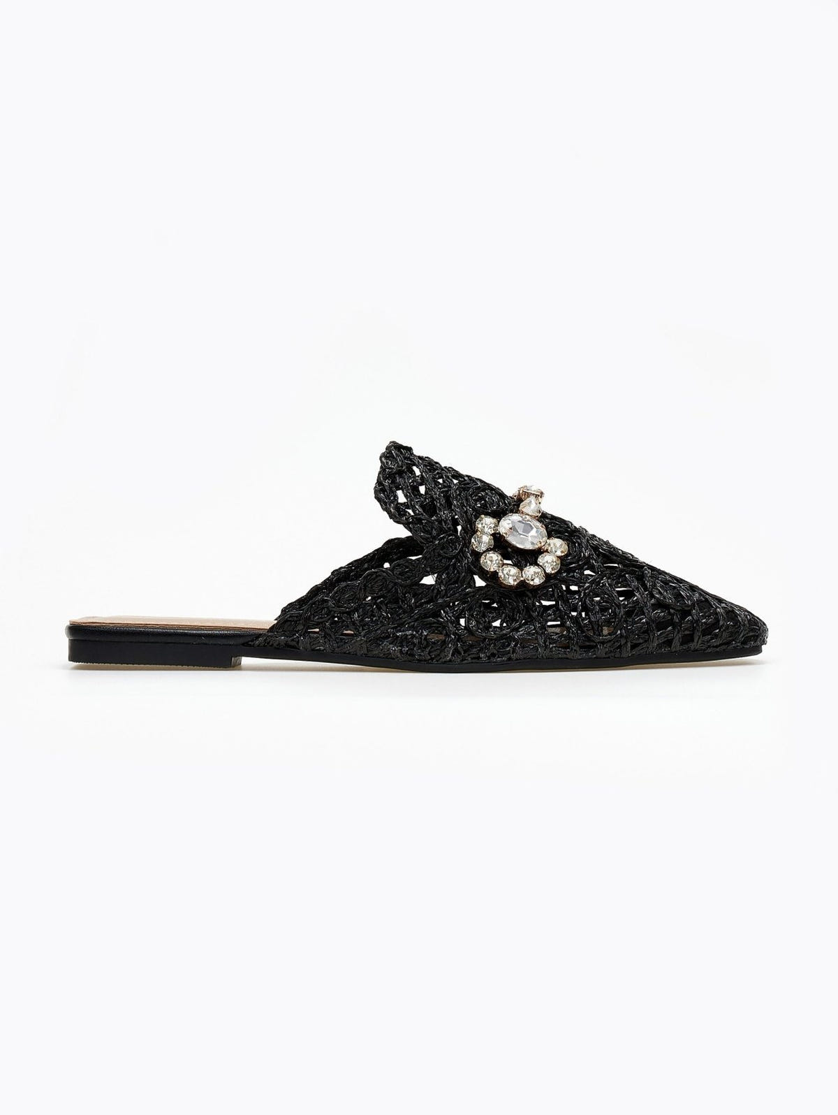 Mules κλειστά από ψάθα - Μαύρο - thefashionproject.gr - ERYNN