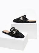 Mules κλειστά από ψάθα - Μαύρο - thefashionproject.gr - ERYNN