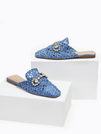 Mules κλειστά από ψάθα - Μπλε ανοιχτό - thefashionproject.gr - ERYNN