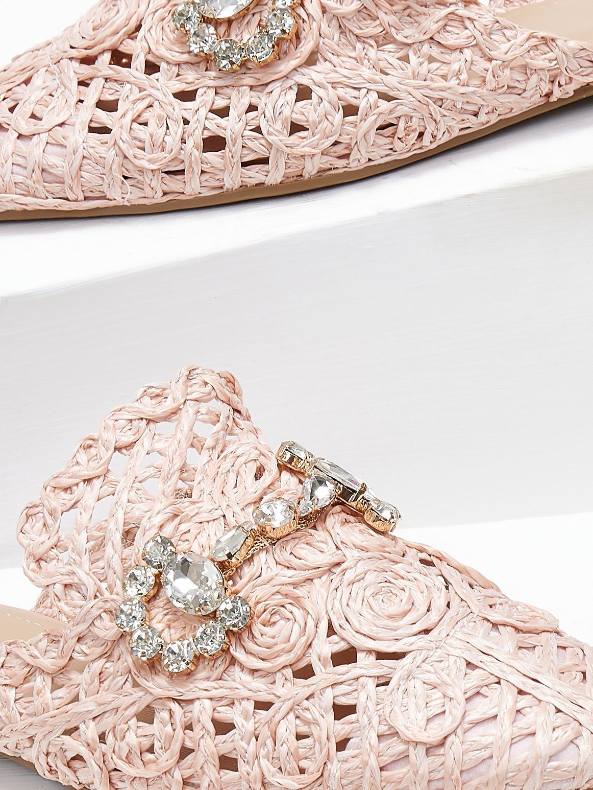 Mules κλειστά από ψάθα - Σομόν - thefashionproject.gr - ERYNN