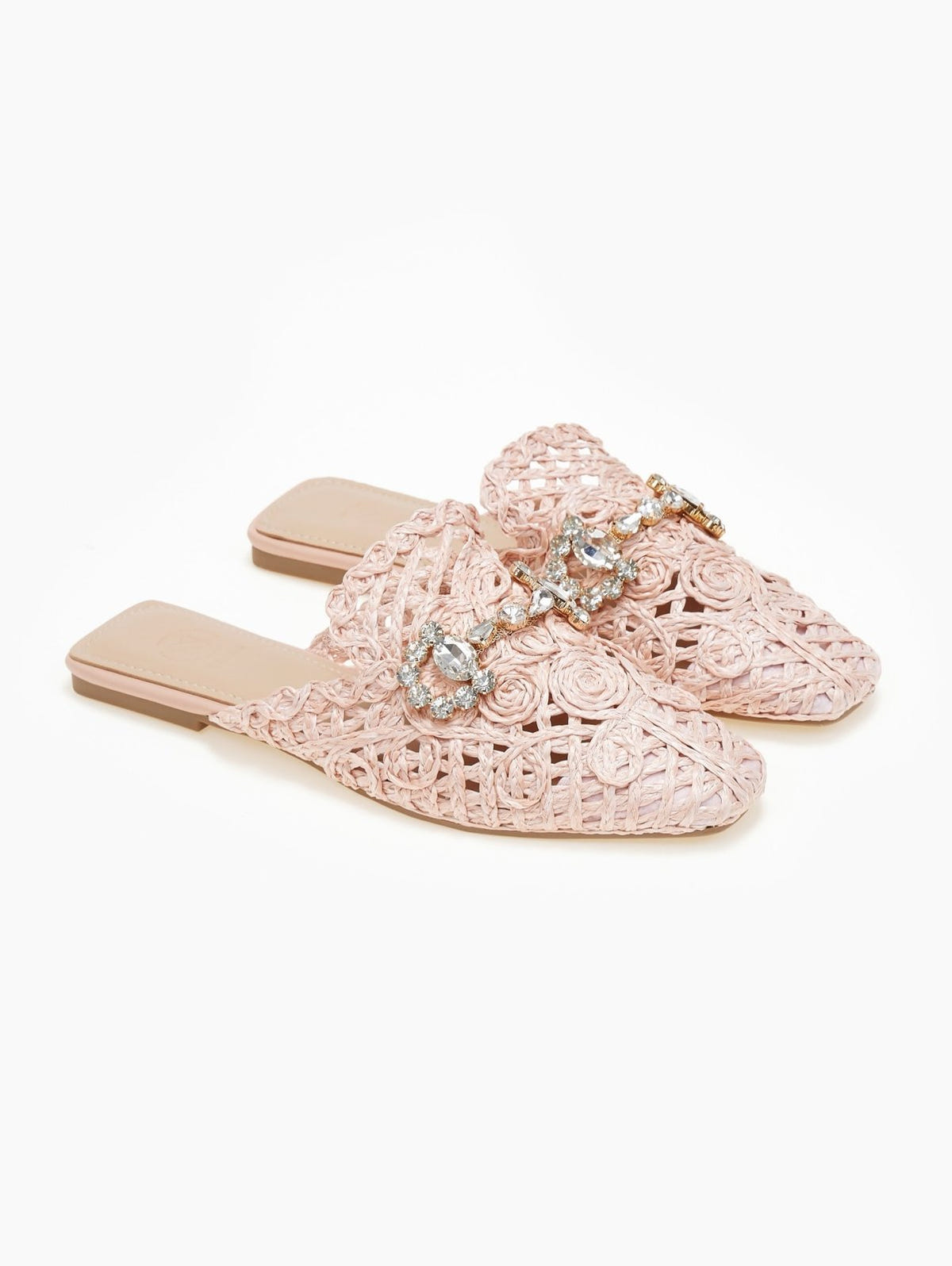 Mules κλειστά από ψάθα - Σομόν - thefashionproject.gr - ERYNN