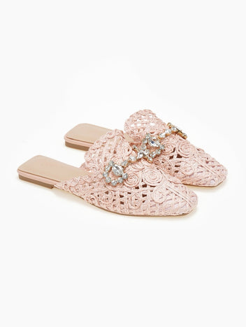 Mules κλειστά από ψάθα - Σομόν - thefashionproject.gr - ERYNN