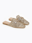 Mules κλειστά από ψάθα - Χρυσό - thefashionproject.gr - ERYNN