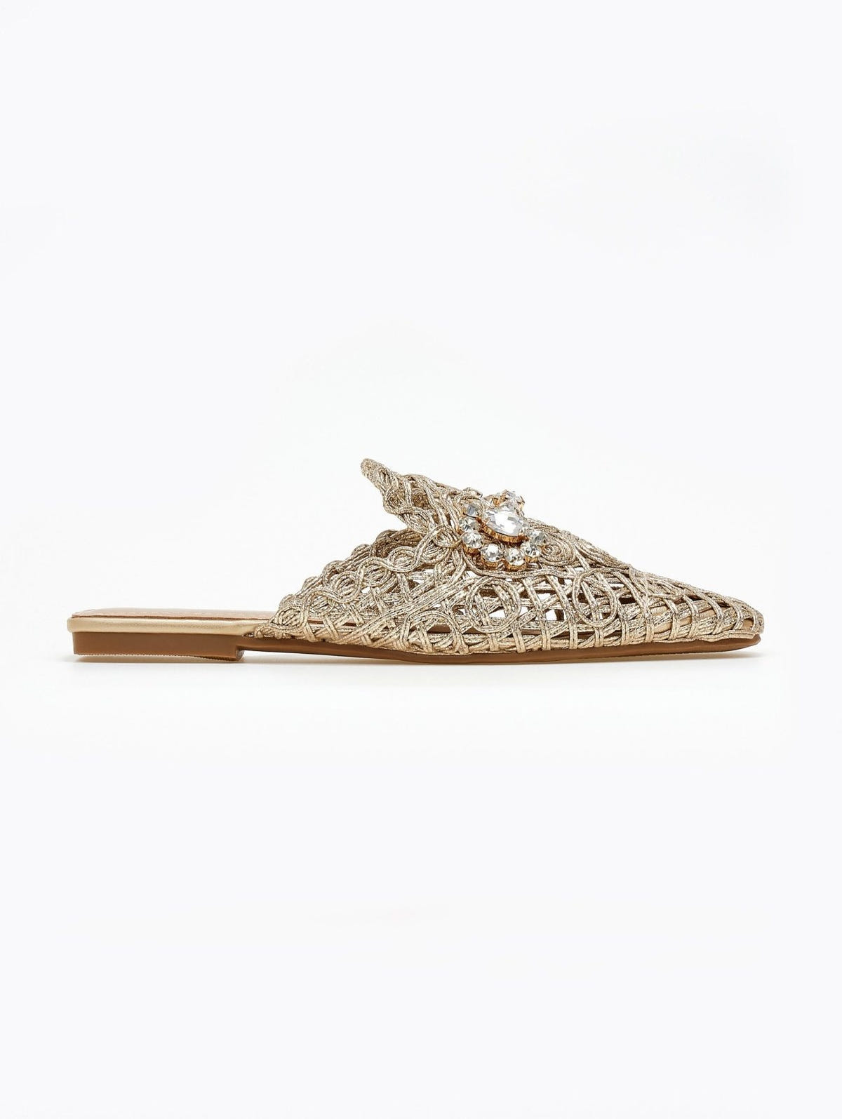 Mules κλειστά από ψάθα - Χρυσό - thefashionproject.gr - ERYNN