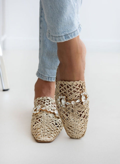 Ψάθινα Mules - Χρυσό