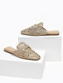 Mules κλειστά από ψάθα - Χρυσό - thefashionproject.gr - ERYNN
