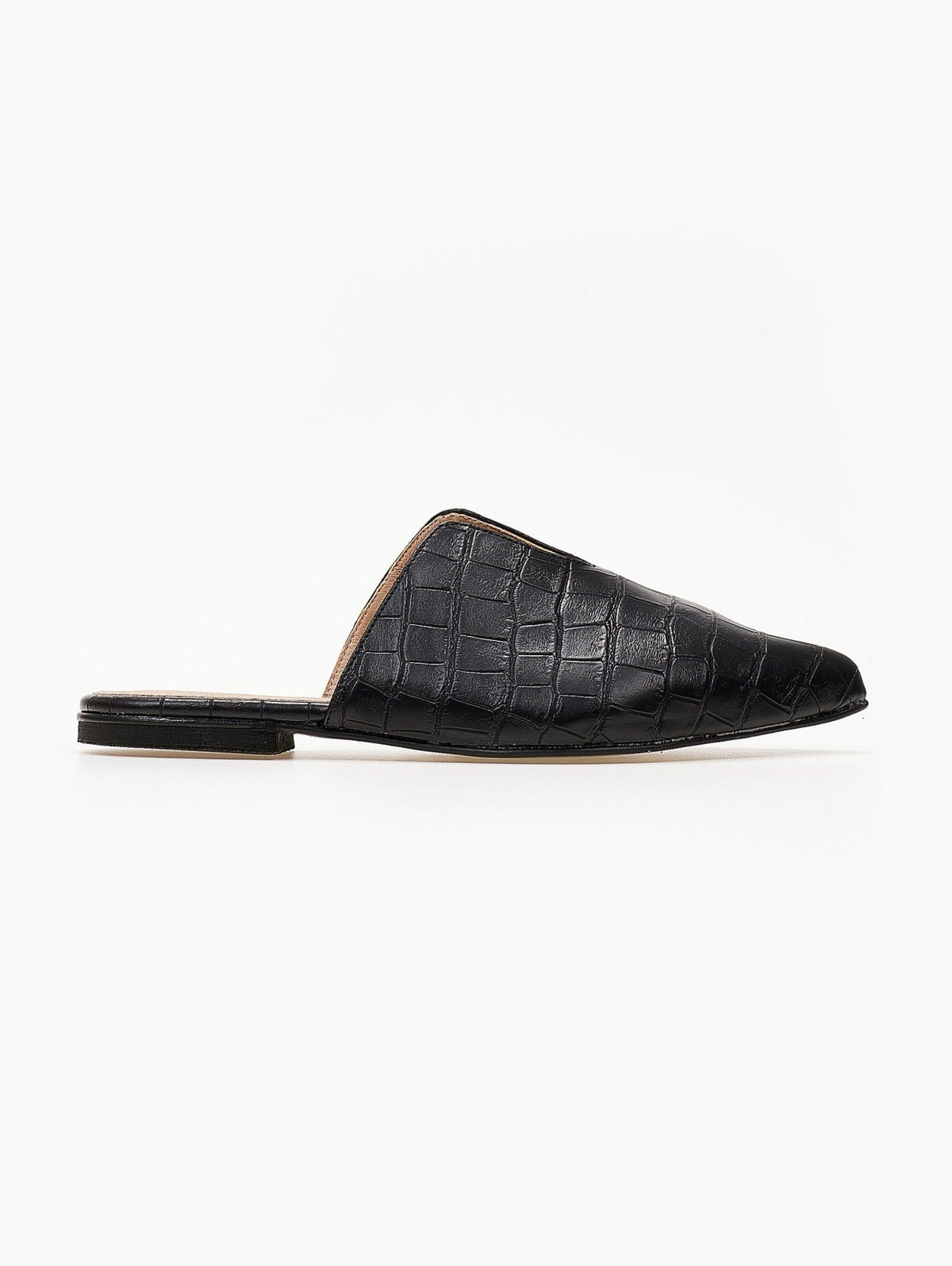 Mules κλειστά κροκό με άνοιγμα estil - Μαύρο - thefashionproject.gr - Estil