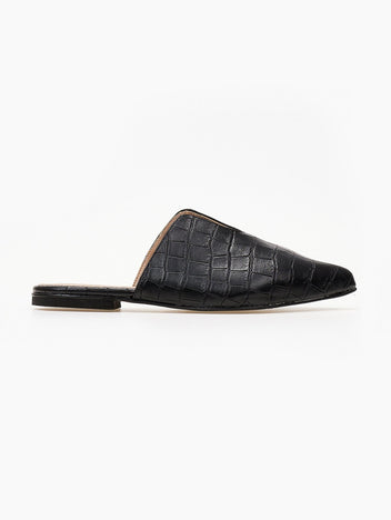 Mules κλειστά κροκό με άνοιγμα estil - Μαύρο - thefashionproject.gr - Estil