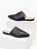 Mules κλειστά κροκό με άνοιγμα estil - Μαύρο - thefashionproject.gr - Estil