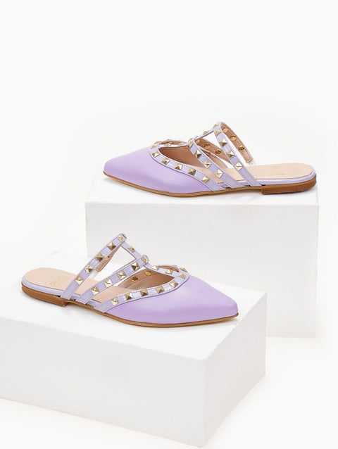 Mules with Studs - Lilac