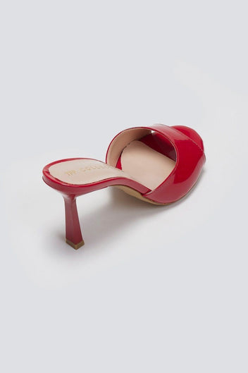 Mules λουστρίνι με λεπτό τακούνι TFP - Κόκκινο - thefashionproject.gr - TFP