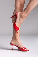 Mules λουστρίνι με λεπτό τακούνι TFP - Κόκκινο - thefashionproject.gr - TFP