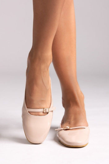 Mules λουστρίνι με λουράκι TFP - Nude - thefashionproject.gr - TFP