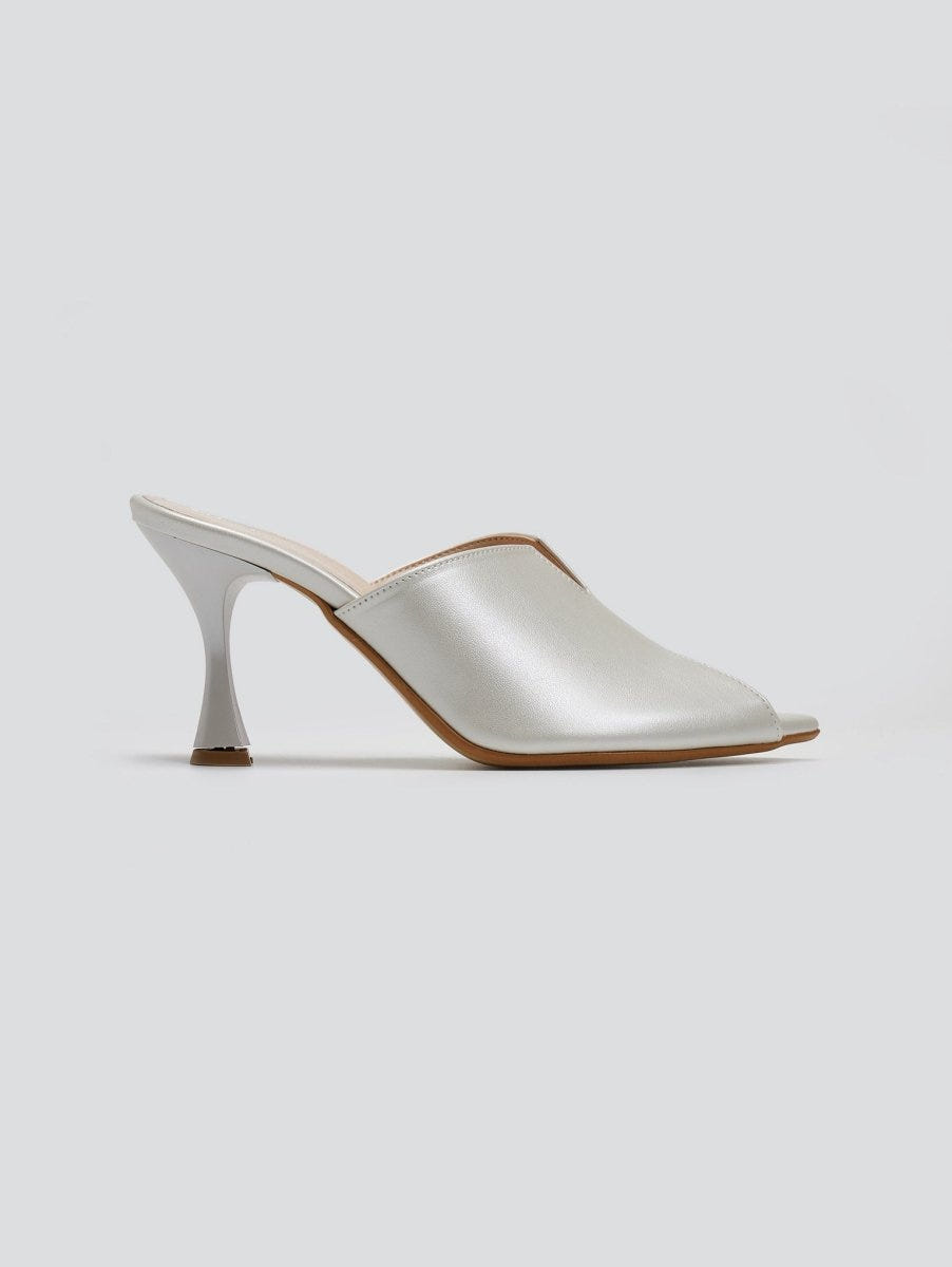 Mules με άνοιγμα Tfp - Λευκό Πέρλα - thefashionproject.gr - TFP