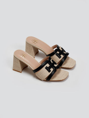 Mules με διχρωμία και σχέδιο ERYNN - Μαύρο - thefashionproject.gr - ERYNN