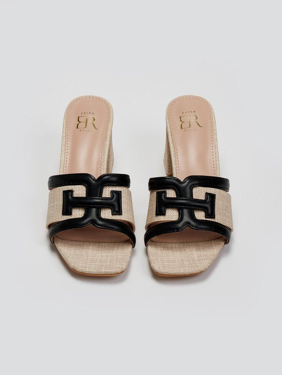 Mules με διχρωμία και σχέδιο ERYNN - Μαύρο - thefashionproject.gr - ERYNN