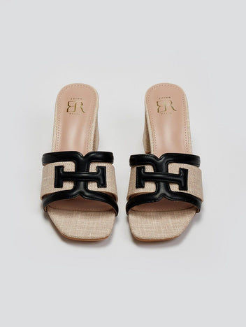 Mules με διχρωμία και σχέδιο ERYNN - Μαύρο - thefashionproject.gr - ERYNN