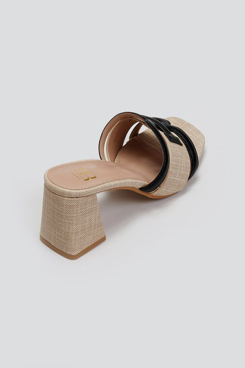 Mules με διχρωμία και σχέδιο ERYNN - Μαύρο - thefashionproject.gr - ERYNN
