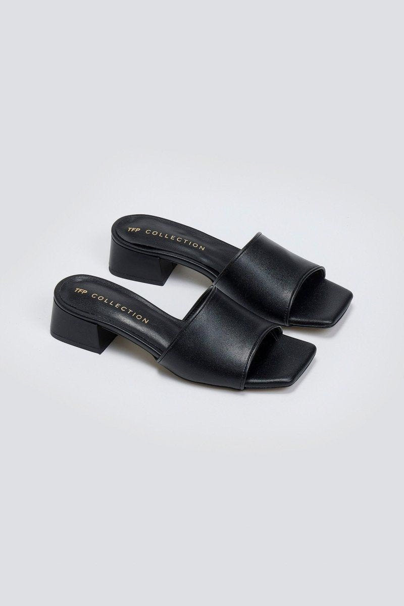 Mules με φαρδιά φάσα TFP - Μαύρο - thefashionproject.gr - TFP