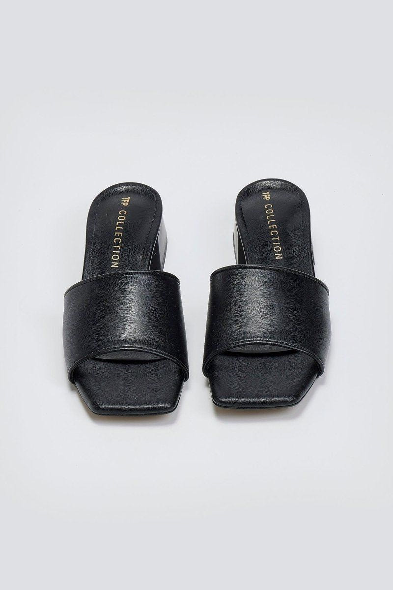 Mules με φαρδιά φάσα TFP - Μαύρο - thefashionproject.gr - TFP