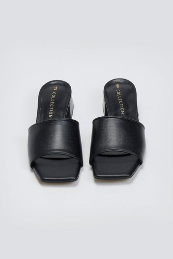 Mules με φαρδιά φάσα TFP - Μαύρο - thefashionproject.gr - TFP