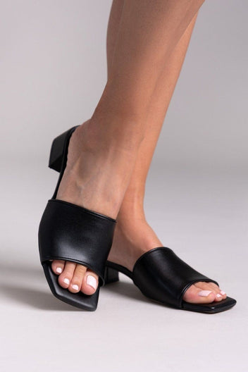 Mules με φαρδιά φάσα TFP - Μαύρο - thefashionproject.gr - TFP