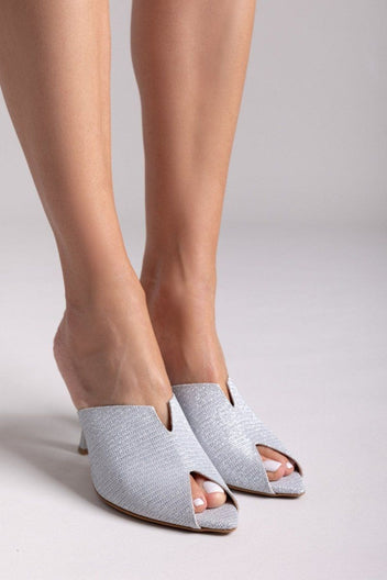 Mules με γκλίτερ Tfp - Ασημί - thefashionproject.gr - TFP