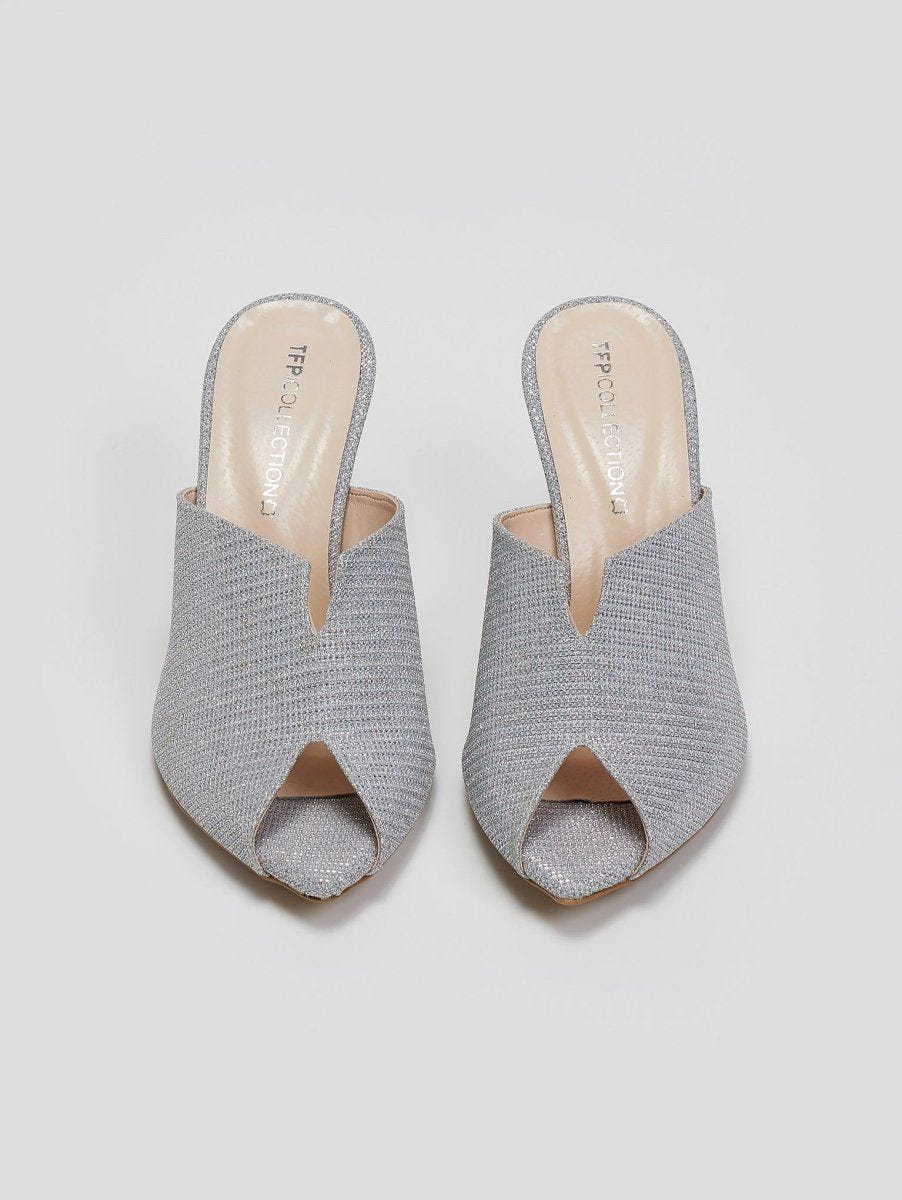 Mules με γκλίτερ Tfp - Ασημί - thefashionproject.gr - TFP