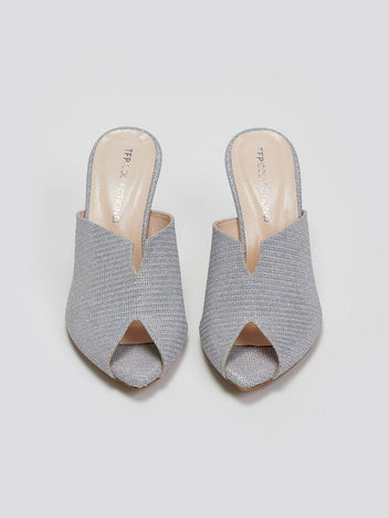 Mules με γκλίτερ Tfp - Ασημί - thefashionproject.gr - TFP