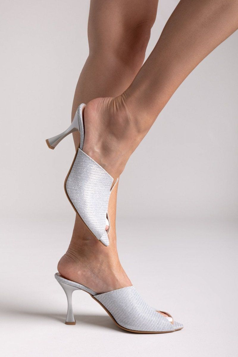 Mules με γκλίτερ Tfp - Ασημί - thefashionproject.gr - TFP