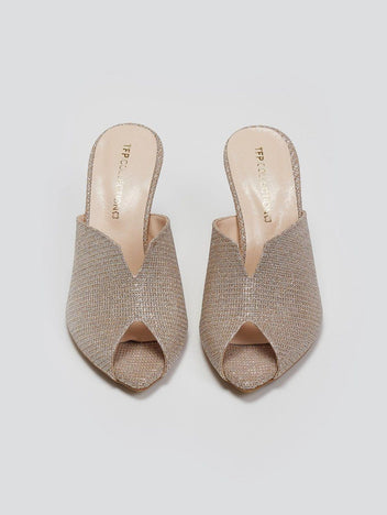 Mules με γκλίτερ Tfp - Nude - thefashionproject.gr - TFP