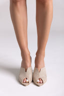 Mules με γκλίτερ Tfp - Nude - thefashionproject.gr - TFP