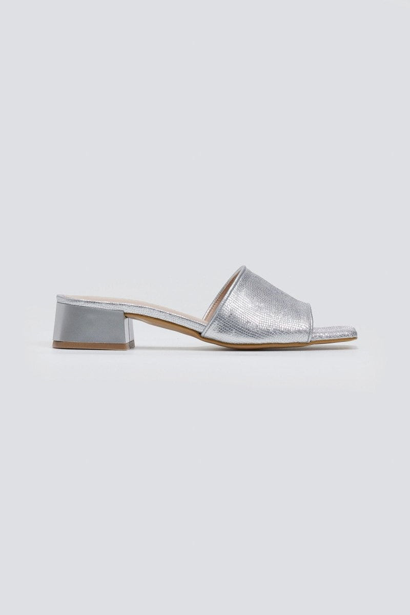 Mules με pattern TFP - Ασημί - thefashionproject.gr - TFP