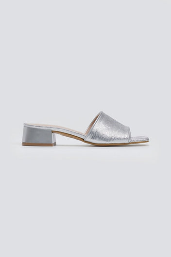 Mules με pattern TFP - Ασημί - thefashionproject.gr - TFP
