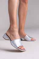Mules με pattern TFP - Ασημί - thefashionproject.gr - TFP