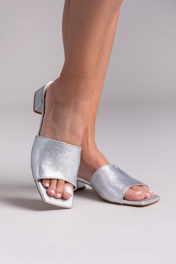 Mules με pattern TFP - Ασημί - thefashionproject.gr - TFP