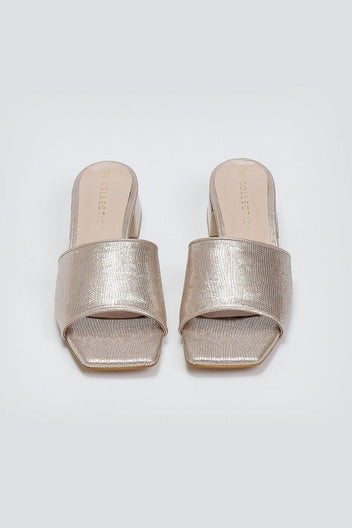 Mules με pattern TFP - Χρυσό - thefashionproject.gr - TFP