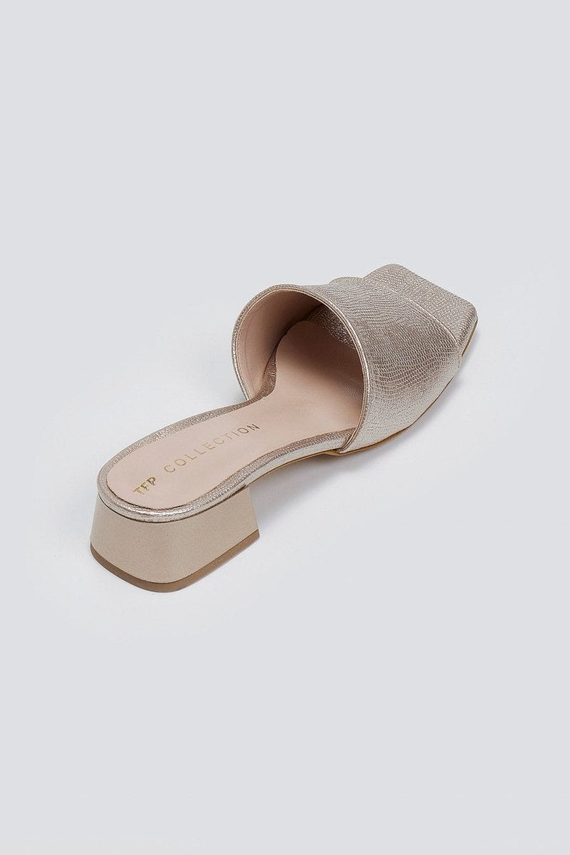 Mules με pattern TFP - Χρυσό - thefashionproject.gr - TFP