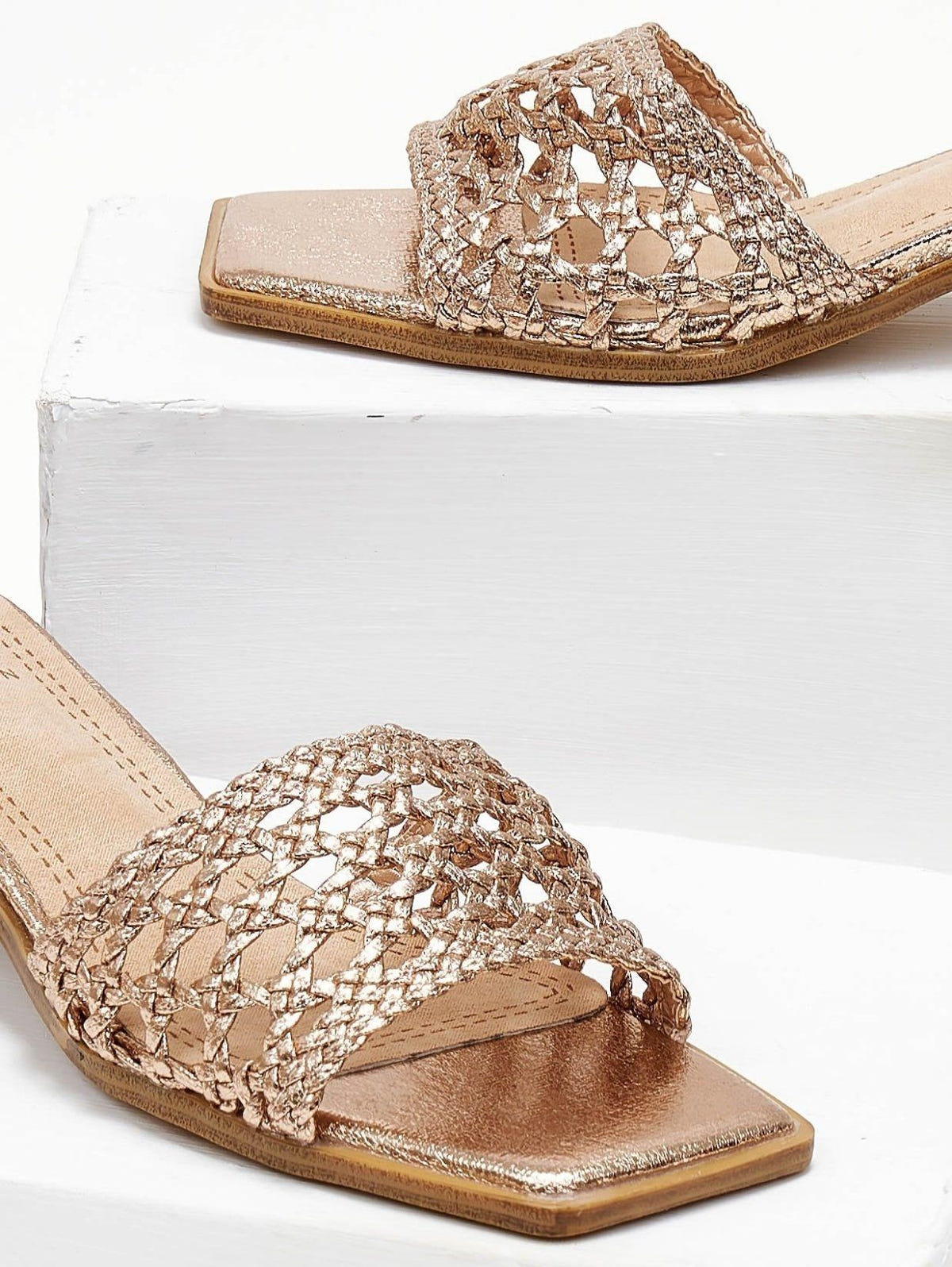 Mules με πλεκτή φάσα ERYNN - Χαλκός - thefashionproject.gr - ERYNN