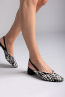 Mules με πλεκτό σχέδιο CORINA - Λευκό/Μαύρο - thefashionproject.gr - CORINA