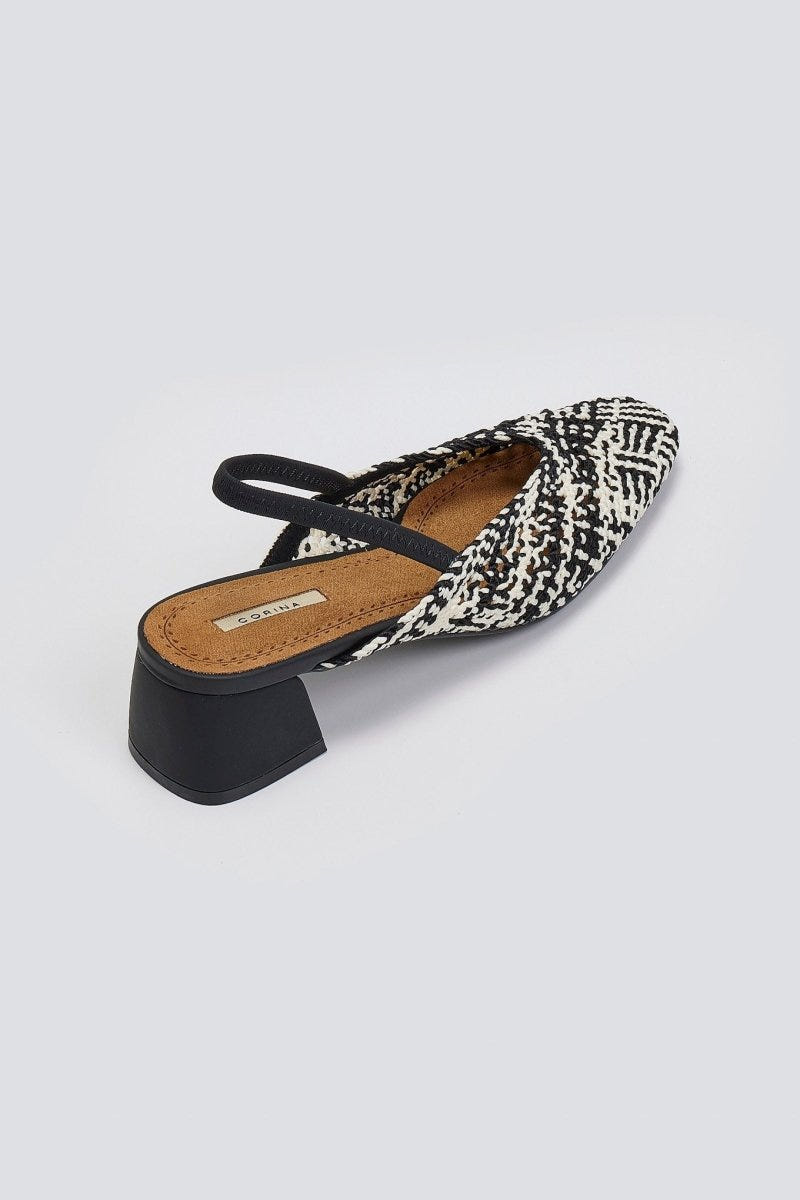 Mules με πλεκτό σχέδιο CORINA - Λευκό/Μαύρο - thefashionproject.gr - CORINA