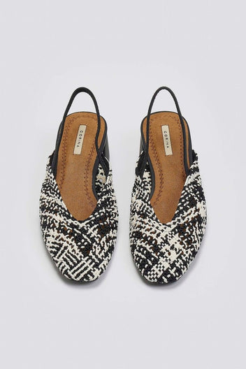 Mules με πλεκτό σχέδιο CORINA - Λευκό/Μαύρο - thefashionproject.gr - CORINA